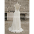 Sightly V-Neck Backless Lace Chiffon Beach Bohemian Wedding Dress